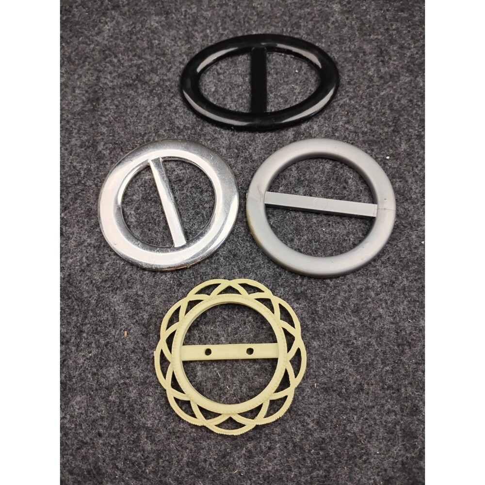 Vintage Retro T-Shirt Holder Buckle Scarf Ring Retro LOT of 4 Plastic